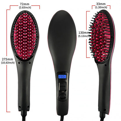 Perie pentru indreptarea parului cu ecran LCD, Straight Brush, Roz