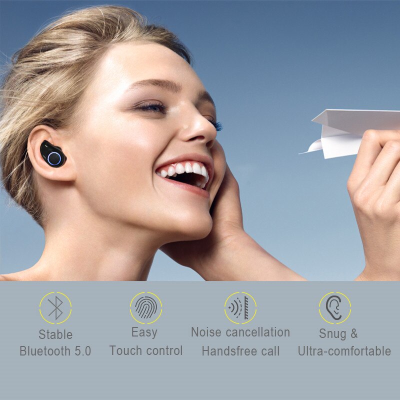 Casti Wireless Bluetooth 5.0, TWS A1, 3D sound, incarcare rapida