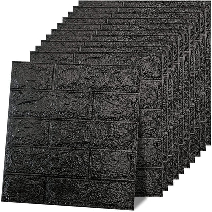 Tapet 3D caramida neagra, auto-adeziv pentru interior, 70 x 77 cm