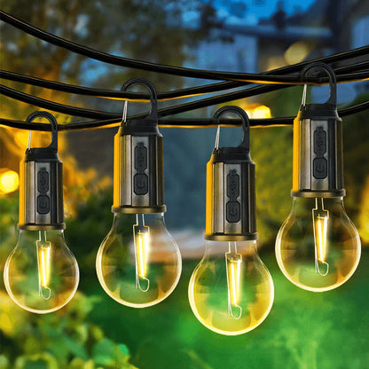 Set 4 becuri LED Retro cu decor de iluminare, pentru camping în Aer Liber, suspendate cu incarcare Tip-C Fast charging