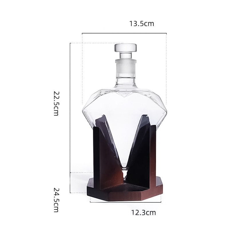 Set decantor in forma de diamant, suport din lemn, materiale de calitate, 850 ml