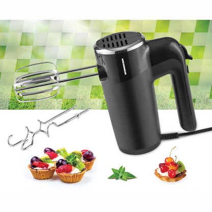 Mixer de mana Heinner HM-300BK, 300W, 6 viteze+turbo, 2 seturi accesorii inox, Negru