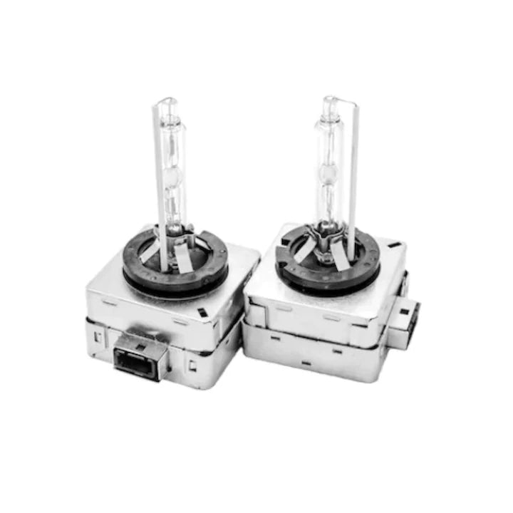 Set 2 becuri Xenon D1S White auto pentru far, suport metalic, 35W, 6000K