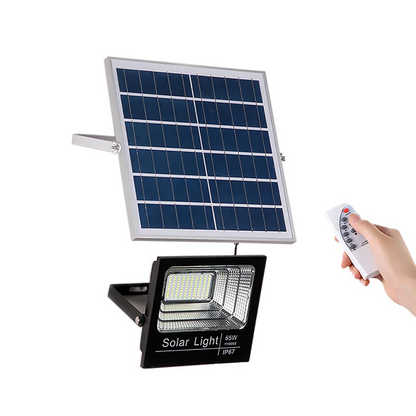 Proiector LED cu panou solar si telecomanda, IP66