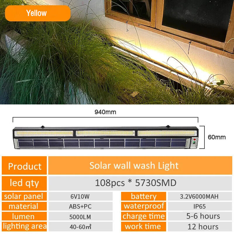 Bara luminoasa liniara cu LED-uri, alimentata cu energie solara, telecomanda, 5000 lm