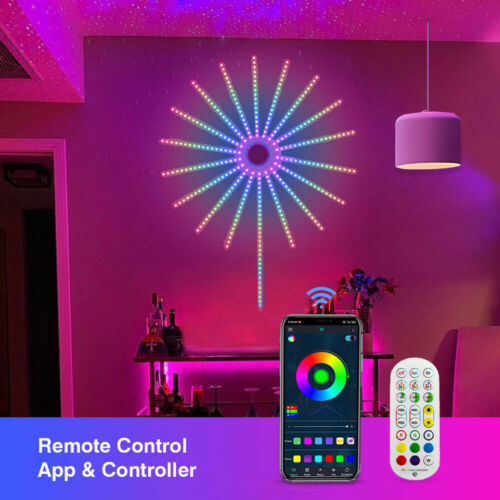 Instalatie artificii LED Smart, RGB, muzica, telecomanda si control din smartphone, multicolor