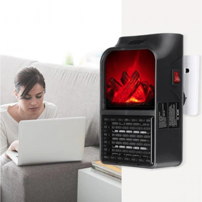 Aeroterma portabila Flame Heater 500 W, 2 niveluri temperatura, display digital, telecomanda