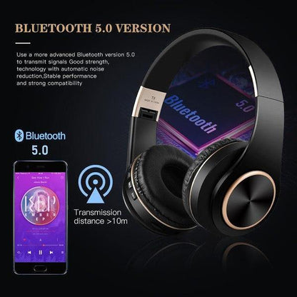 Casti Bluetooth Model T8 Over-Ear Stereo cu Microfon Wireless, Suport Card, Bass