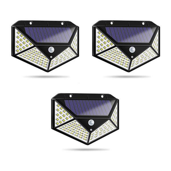 Set 3 x Lampa 100 LED cu panou solar, senzor de miscare