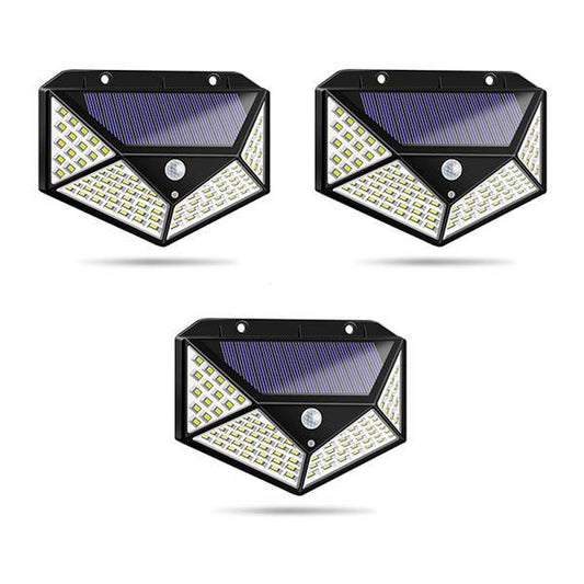 Set 3 x Lampa 100 LED cu panou solar, senzor de miscare