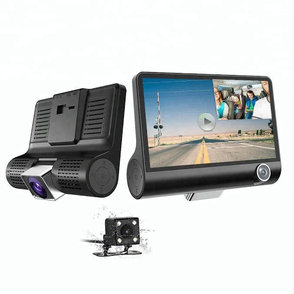 Camera auto tripla Blackbox L300-1, Full-HD, 3 camere-FATA/SPATE/INTERIOR, ecran 4'', G Senzor