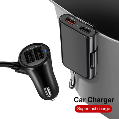 Incarcator auto Dual USB, 2x2.4A, 1X3.1A, 1x Quick Charge 3.0, 1.7m, Black