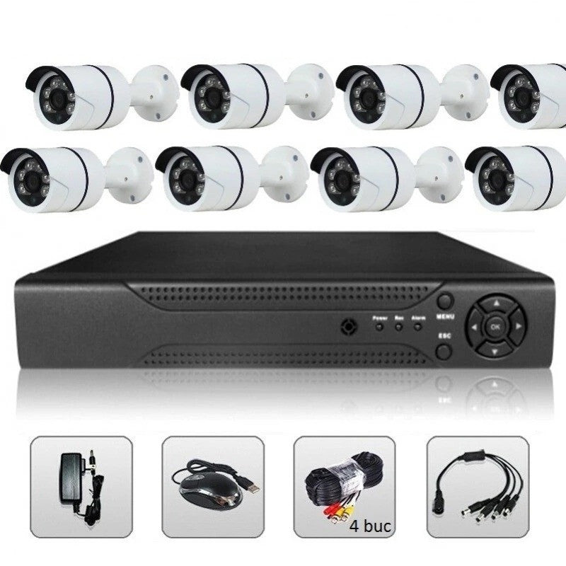 Sistem de supraveghere FULL HD Kit DVR cu 8 camere pentru exterior / interior